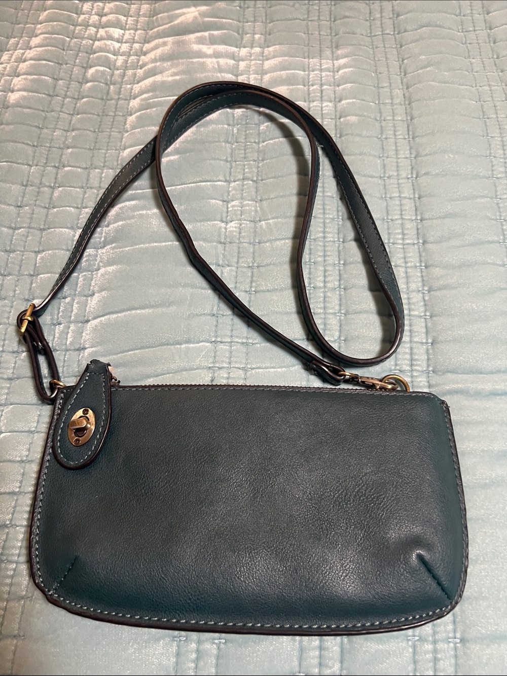 Leather Crossbody Shoulder Bag in Dark Teal